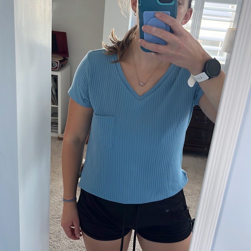 Blue medium v-neck zenana outfitters shirt